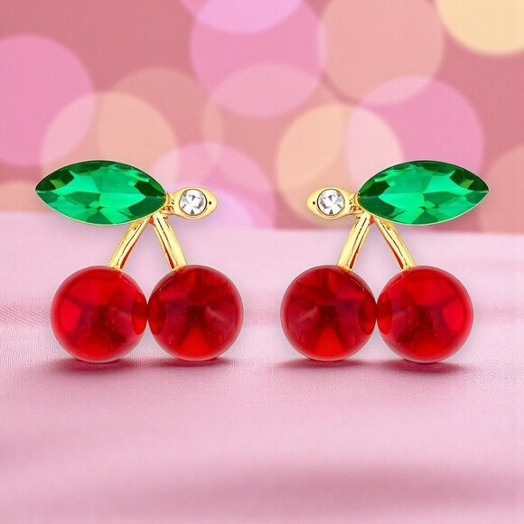 🆕️Cute Cherry Stud Earrings ✨Dainty & Minimalist | 925 Sterling Silver Posts 🍒 - Picture 4 of 9